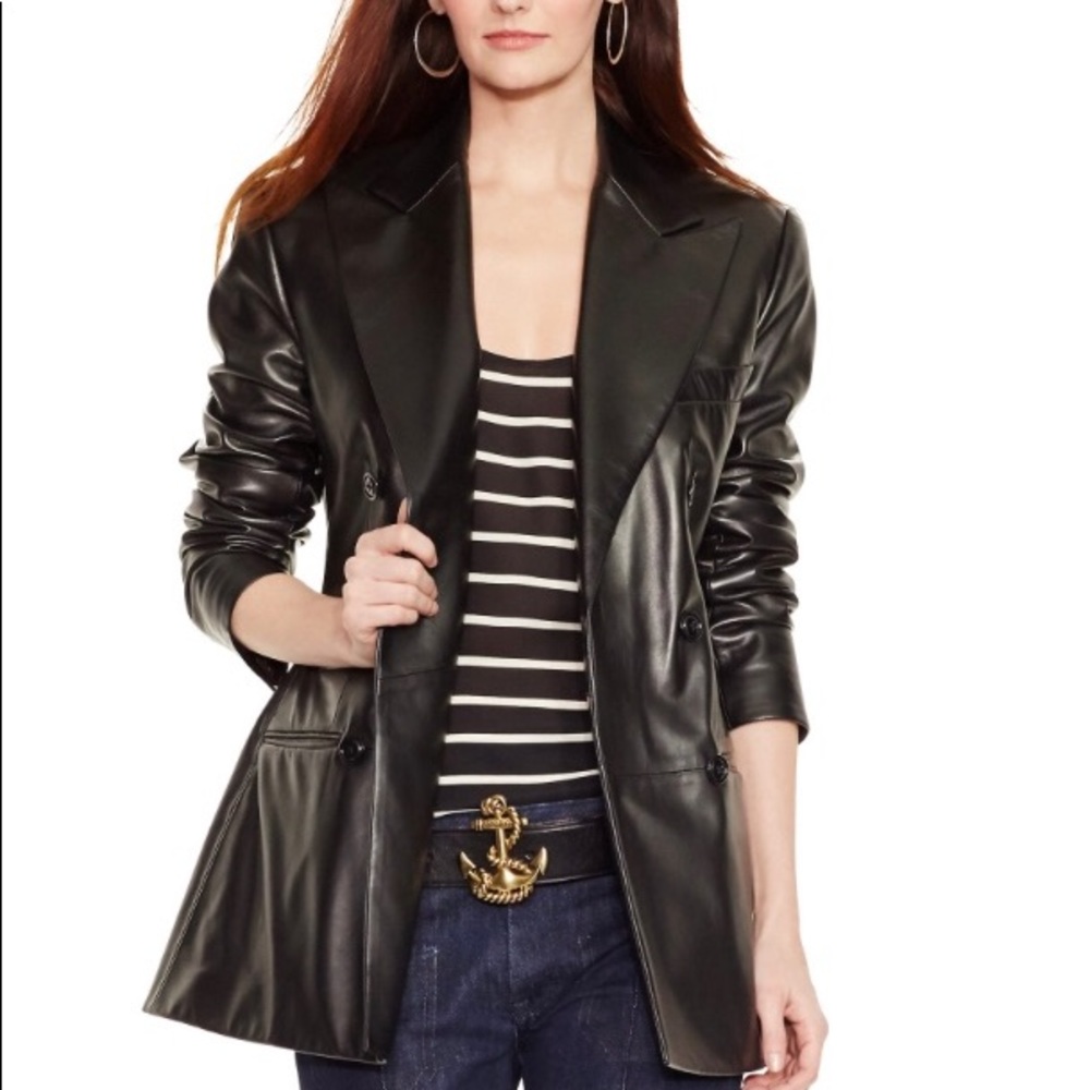 Polo Ralph Lauren Double-Breasted Leather Blazer